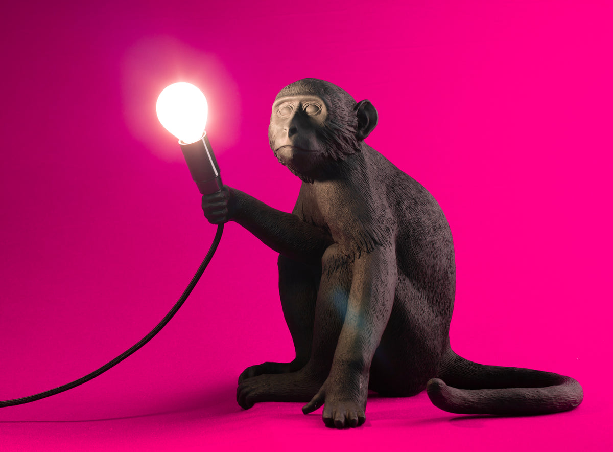 The Monkey Lamp Black Sitting Version