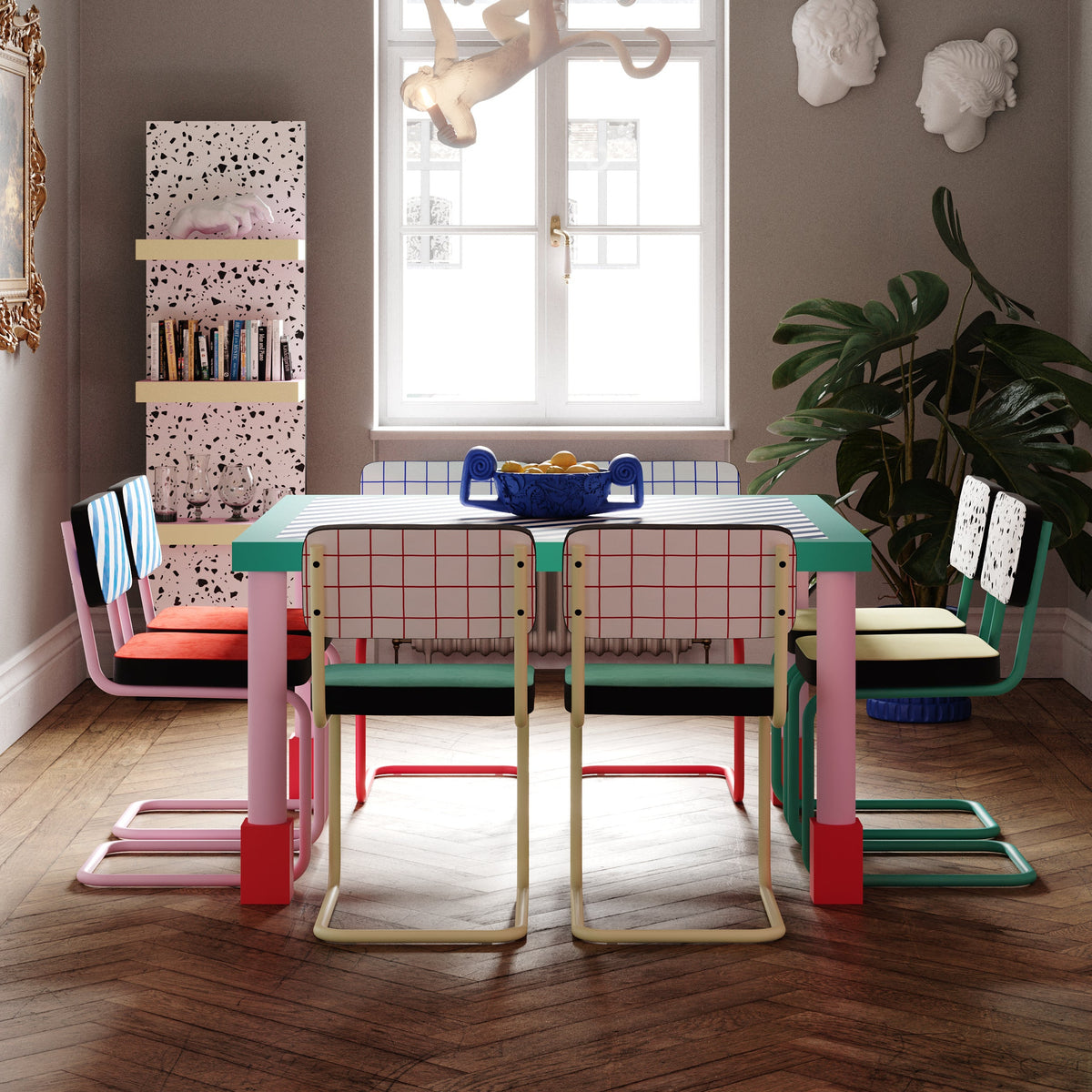 SUPERSQUARE TABLE BLUE STRIPES