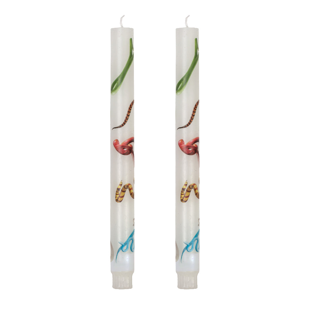 TOILETPAPER Set of 2 Stem Candles SNAKES WHITE