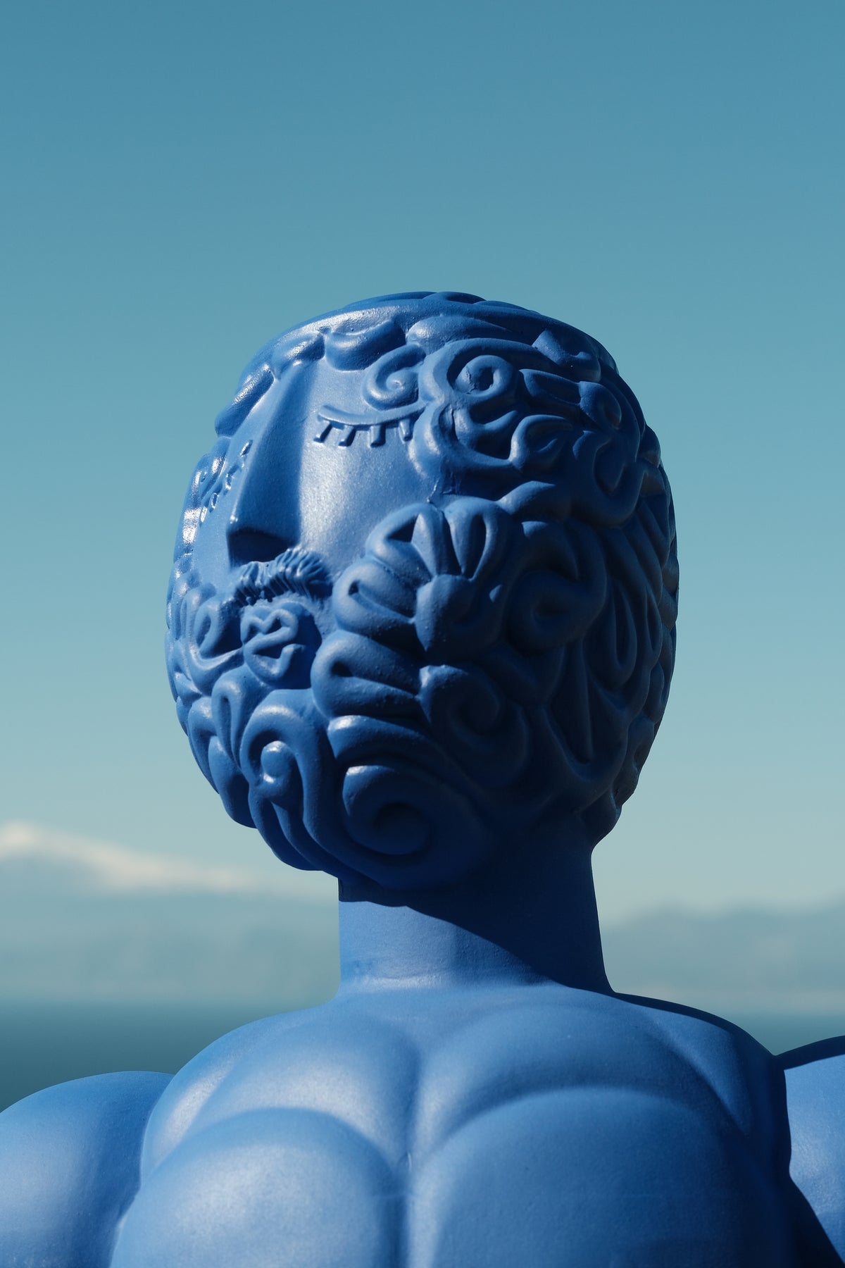 Terracotta Bust Man Blue