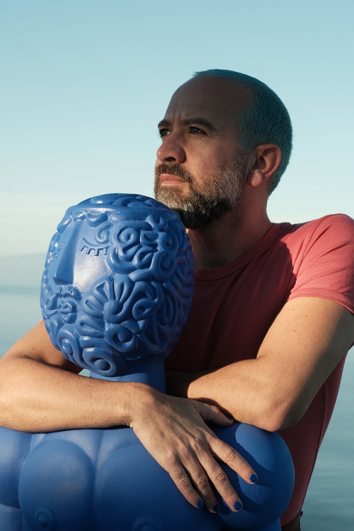 Terracotta Bust Man Blue