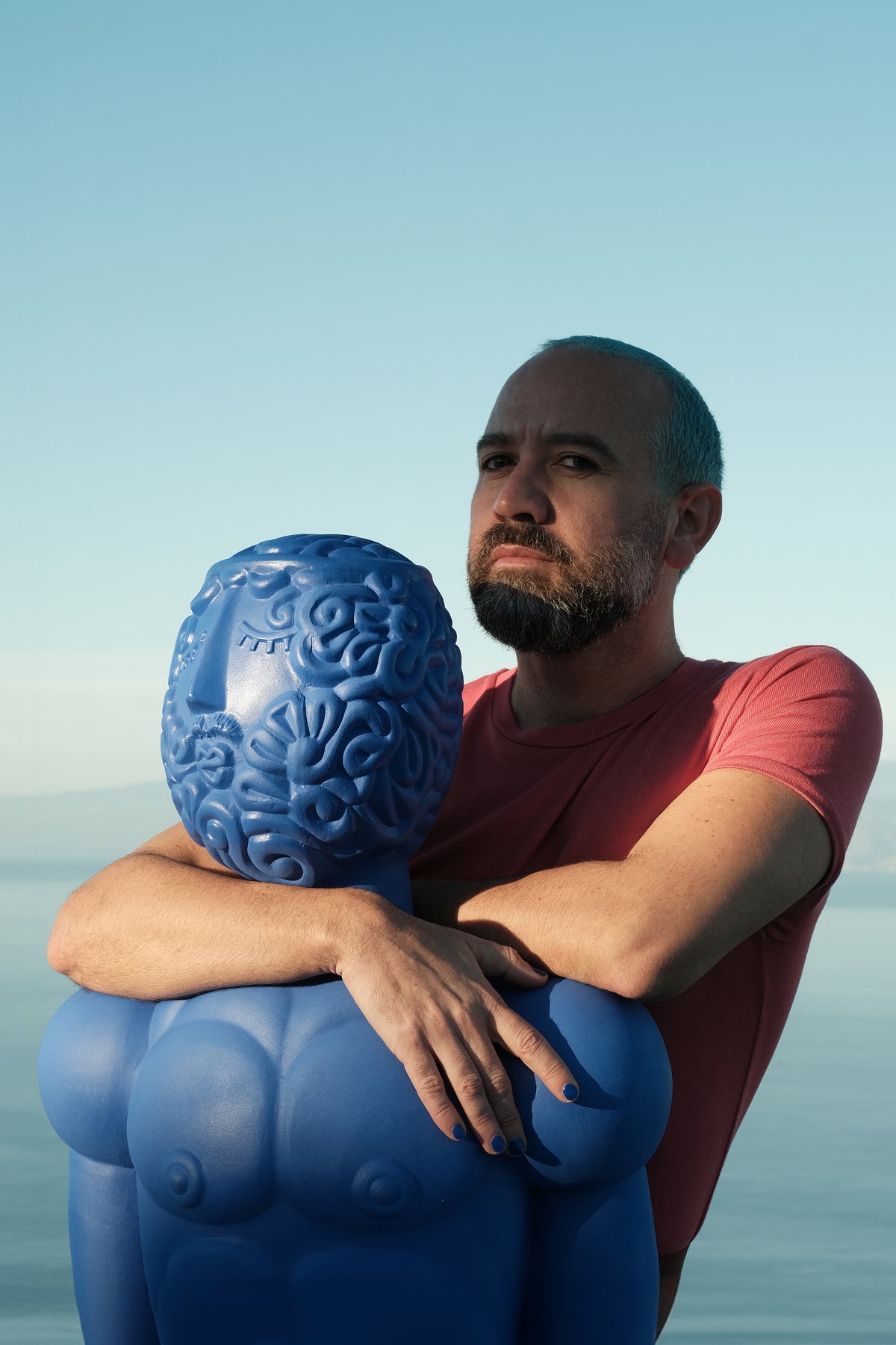 Terracotta Bust Man Blue