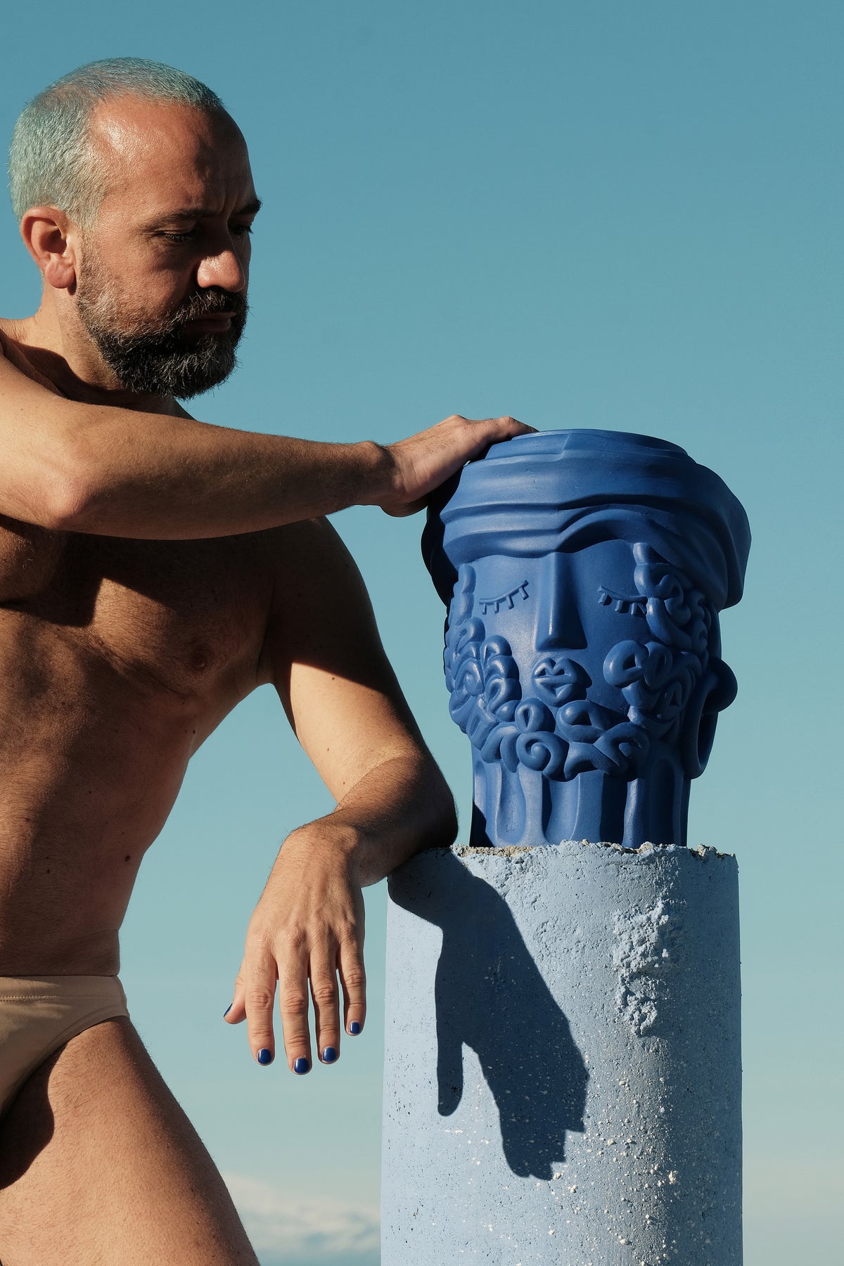 Terracotta Vase Man Blue