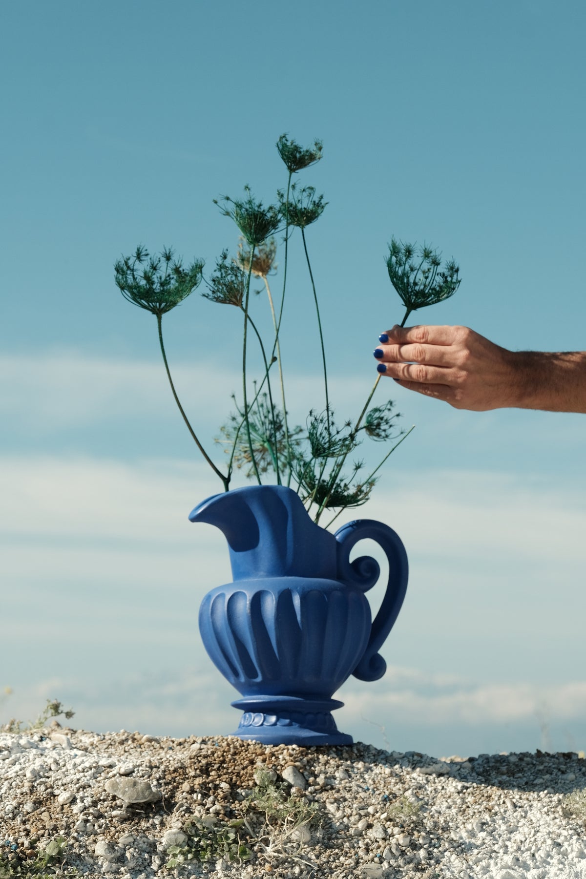 Terracotta Vase Caraffa Blue