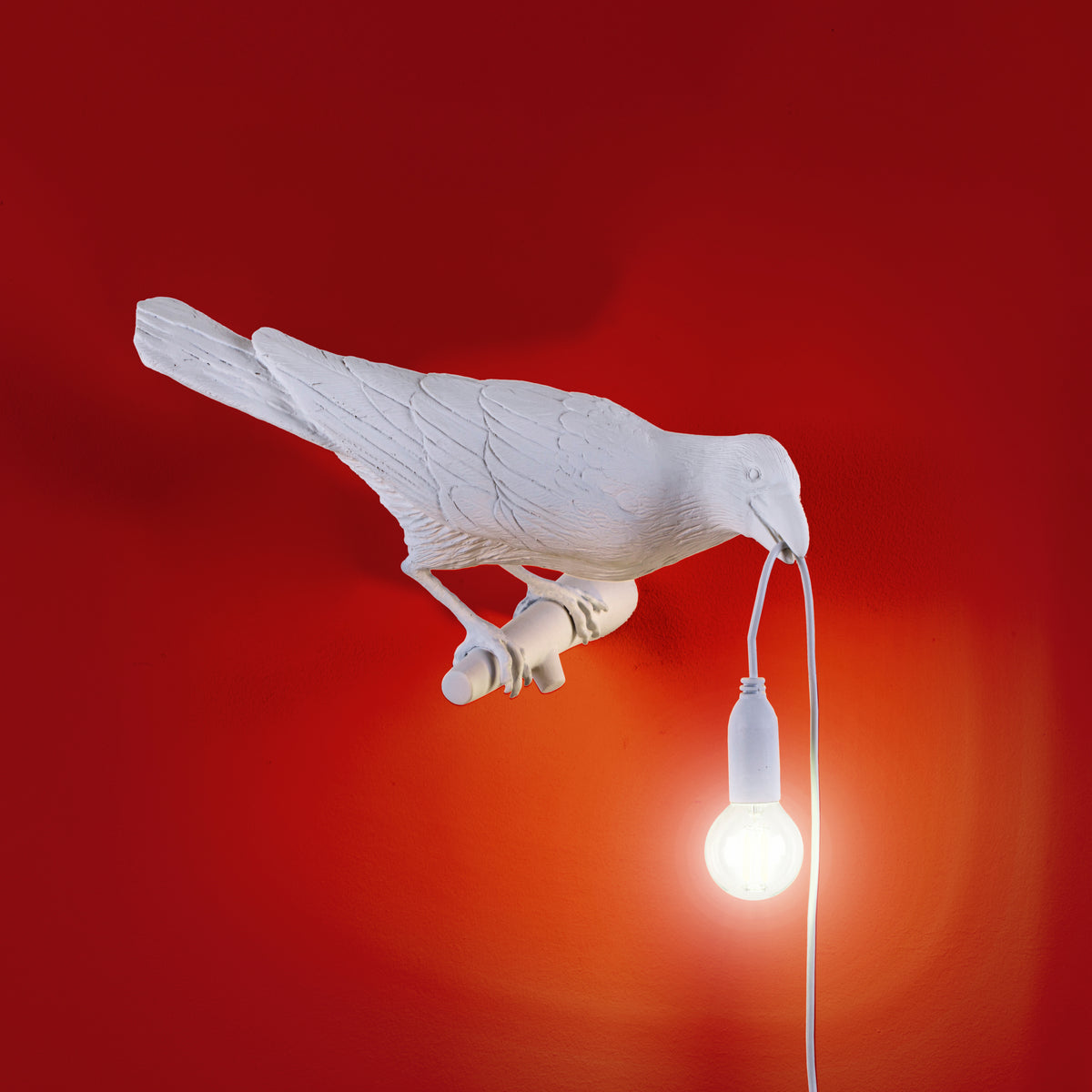 Bird Lamp White Looking Left