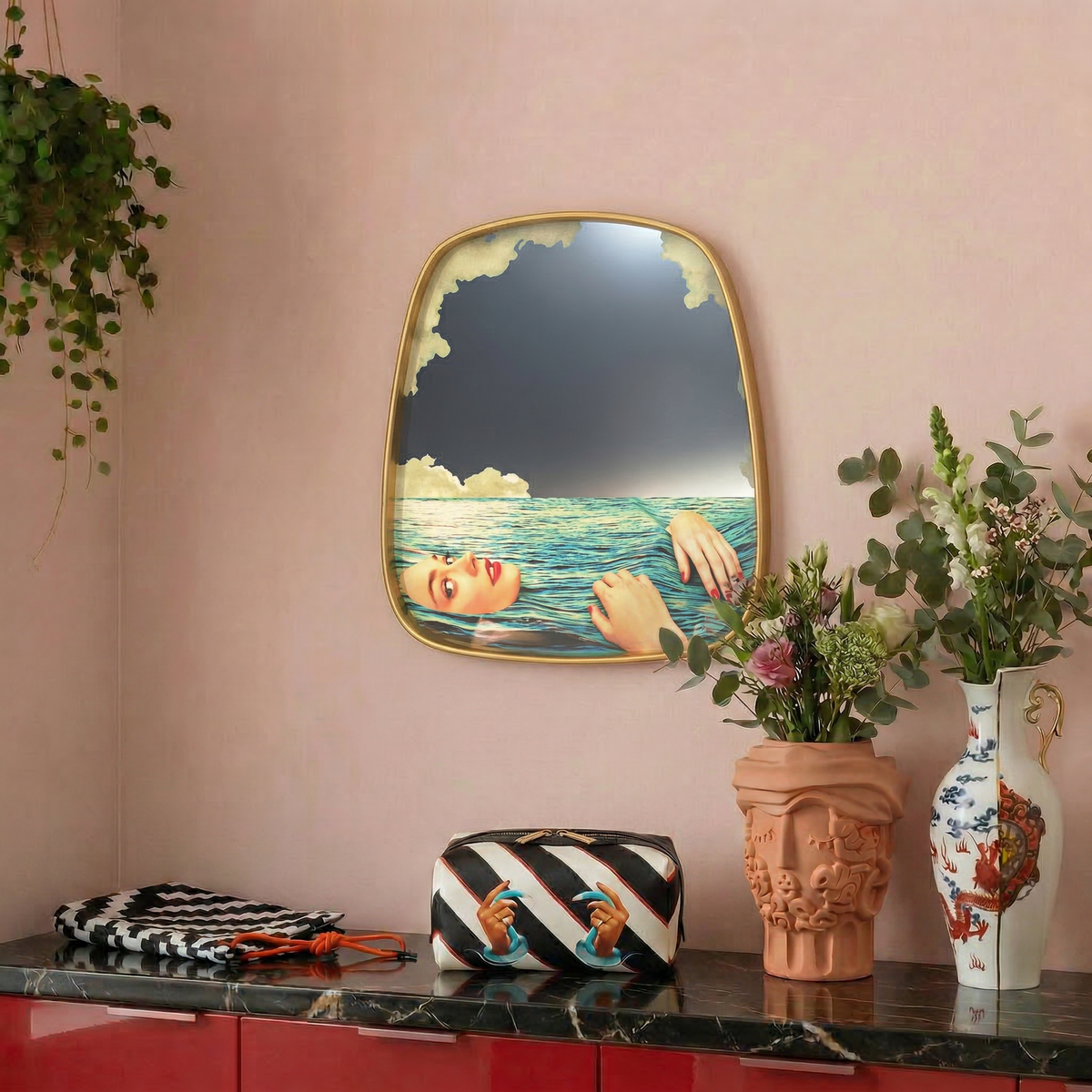 Mirror Gold Frame Sea Girl