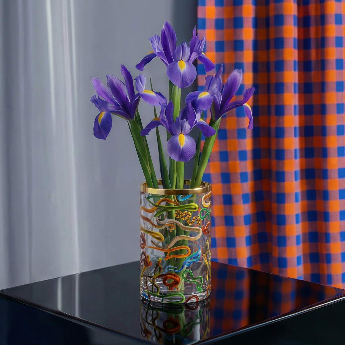 Glass Vase Snakes Cylindrical small